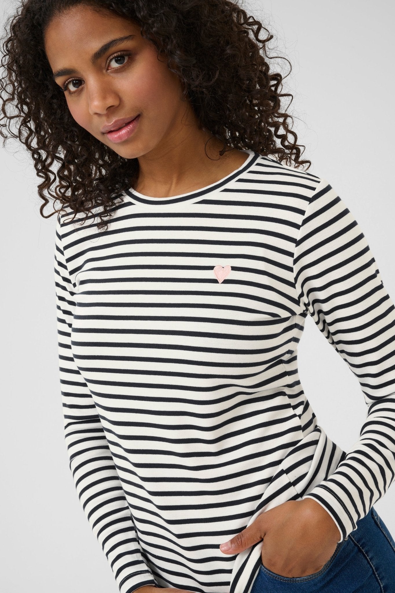 Kaffe Liddy T-shirt Chalk Midnight Stripe