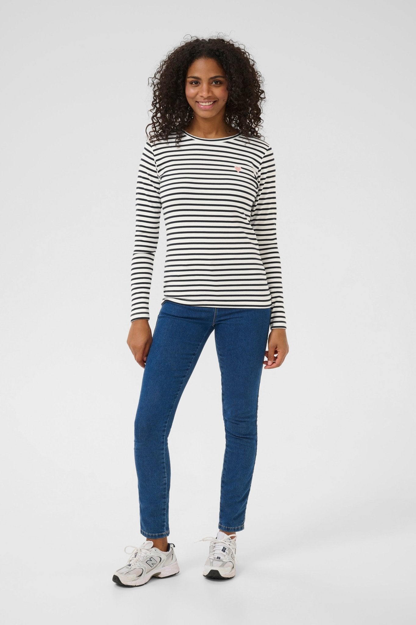 Kaffe Liddy T-shirt Chalk Midnight Stripe