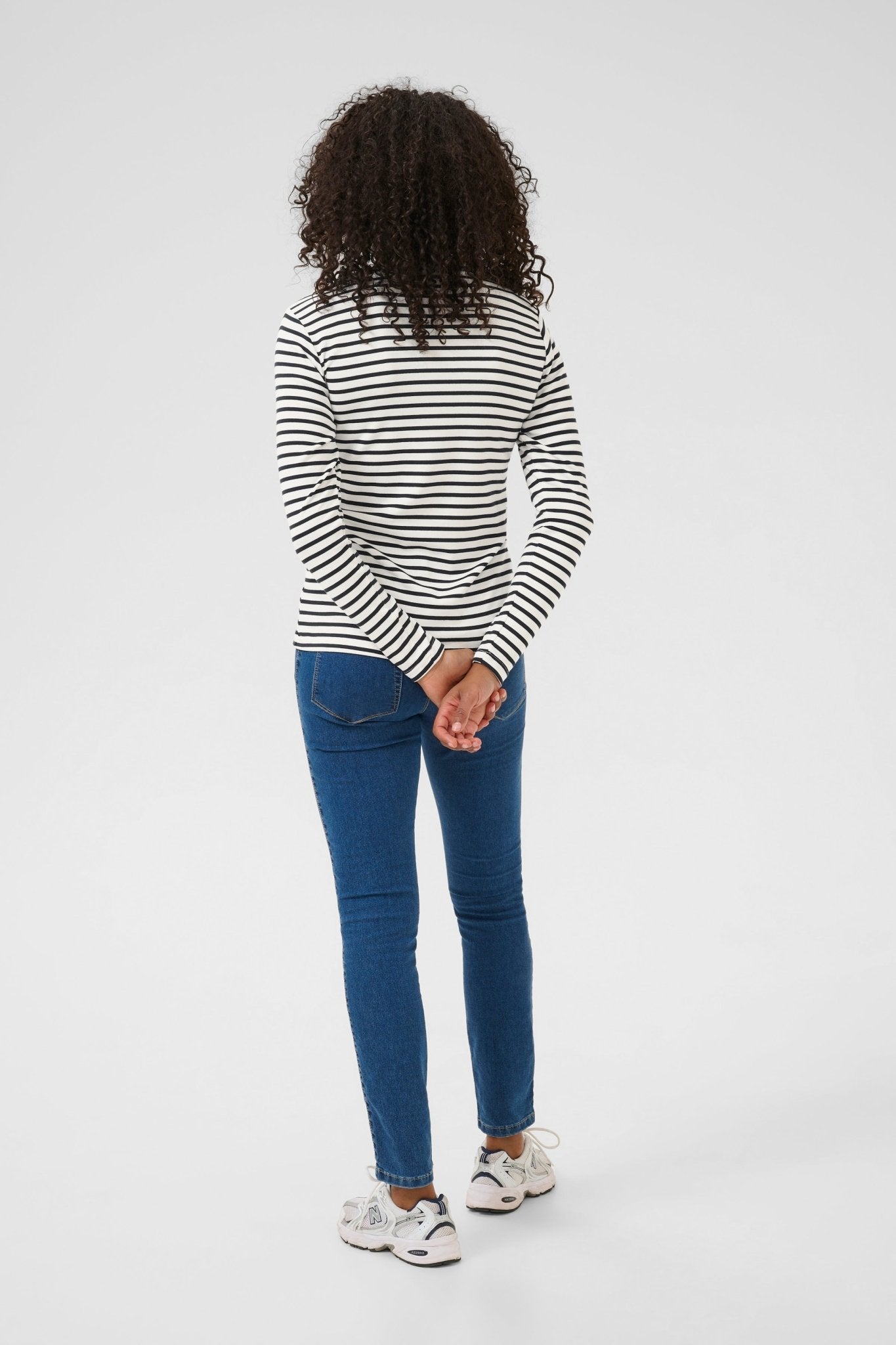 Kaffe Liddy T-shirt Chalk Midnight Stripe