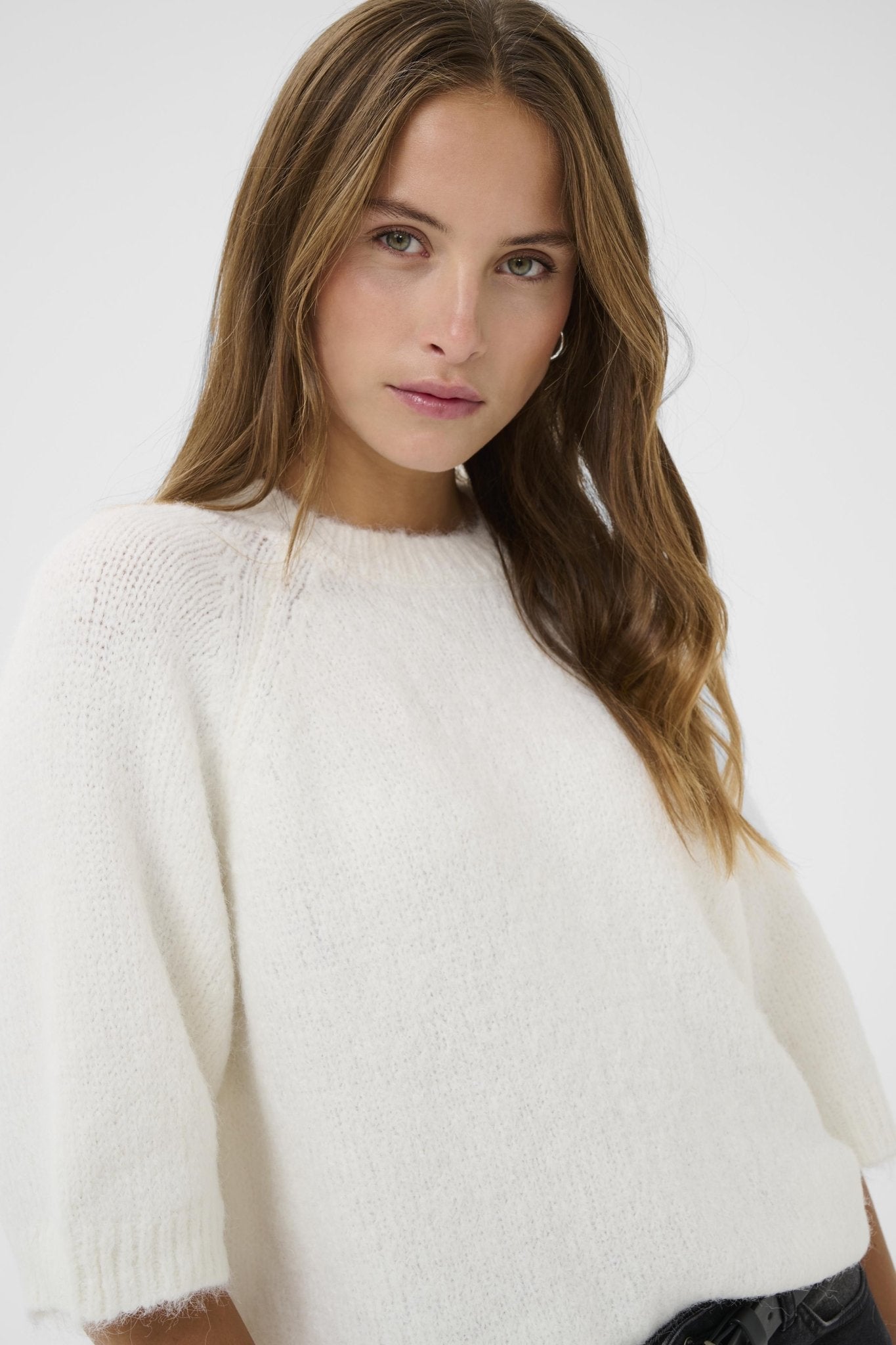 picture of Kaffe KAEmilie Cropped Sleeve Pullover - Chalk - Number Two - womens - fashion - clothing - Kaffe 2