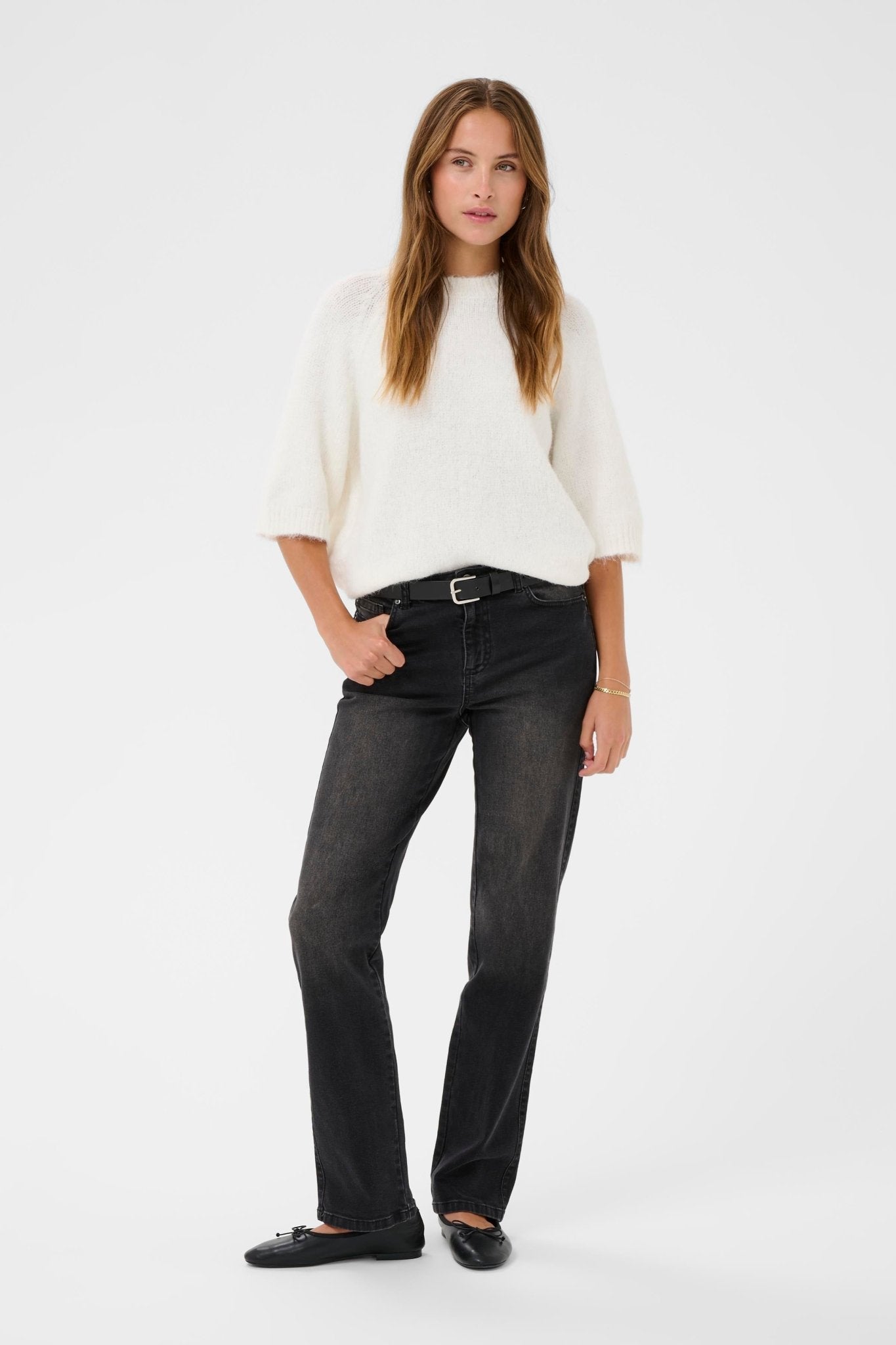 picture of Kaffe KAEmilie Cropped Sleeve Pullover - Chalk - Number Two - womens - fashion - clothing - Kaffe 3