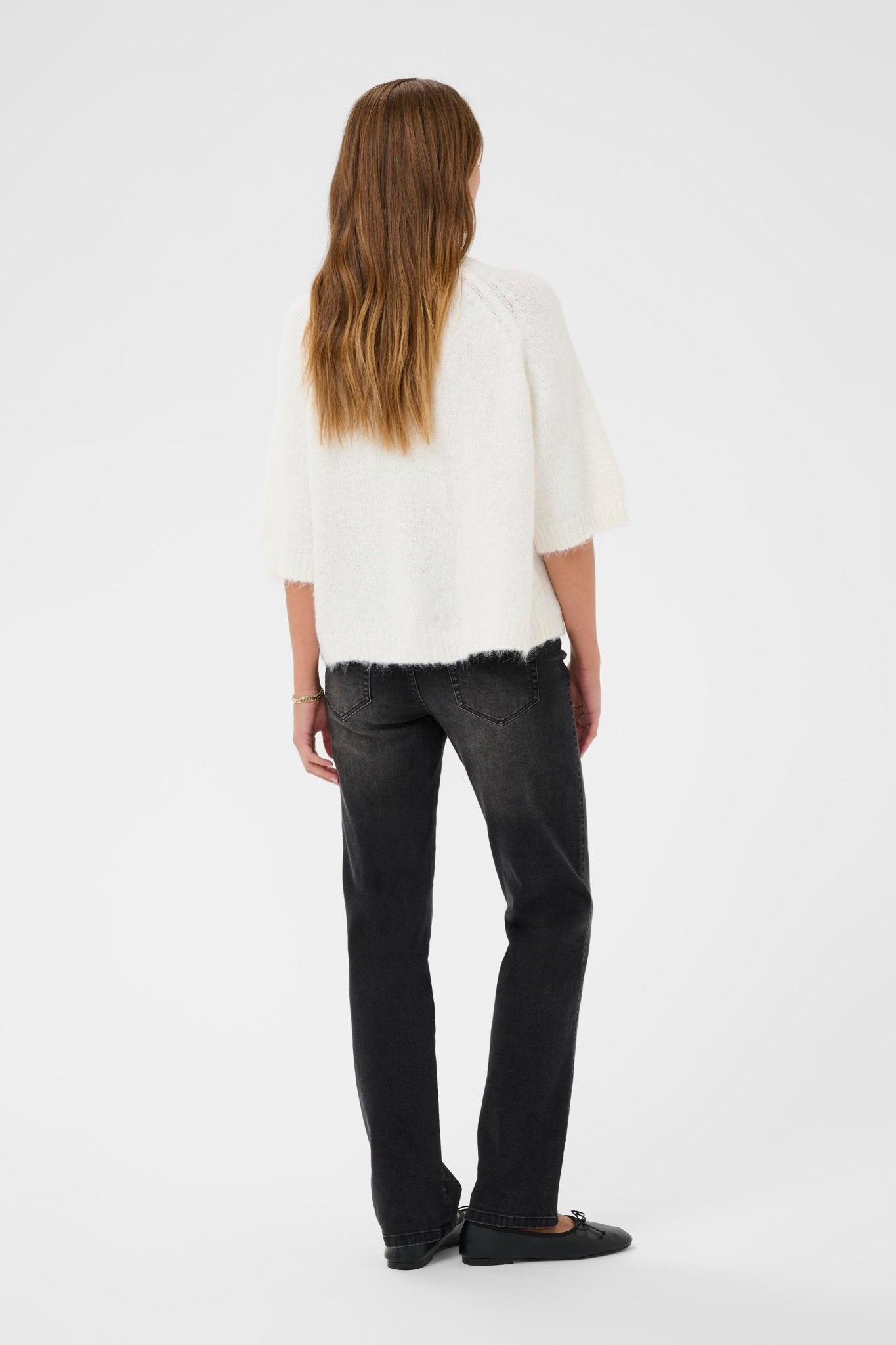 picture of Kaffe KAEmilie Cropped Sleeve Pullover - Chalk - Number Two - womens - fashion - clothing - Kaffe 4