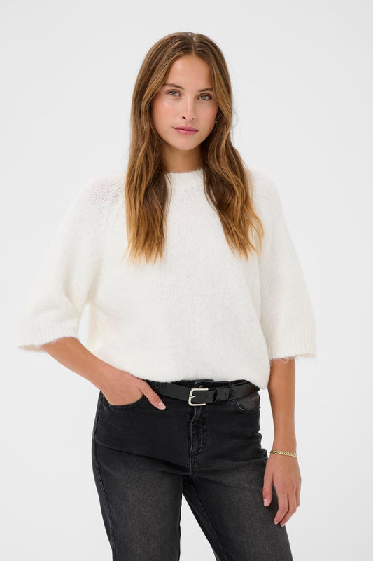 picture of Kaffe KAEmilie Cropped Sleeve Pullover - Chalk - Number Two - womens - fashion - clothing - Kaffe 1