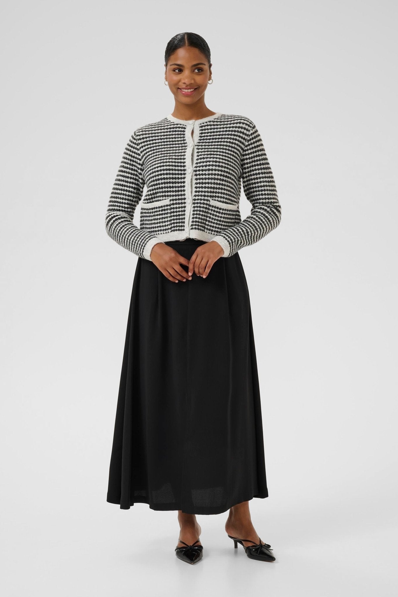 picture of Kaffe KAEllery Knit Cardigan - Light Grey Black - Number Two - womens - fashion - clothing - Kaffe 3