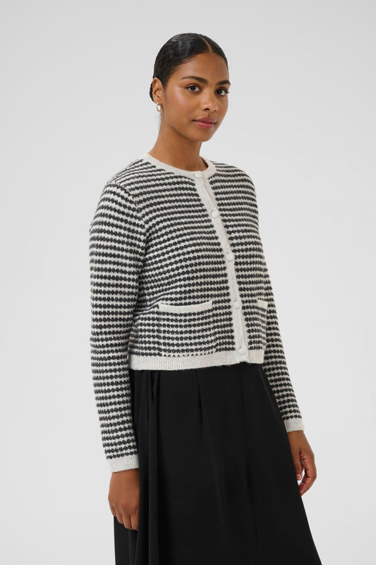 picture of Kaffe KAEllery Knit Cardigan - Light Grey Black - Number Two - womens - fashion - clothing - Kaffe 1