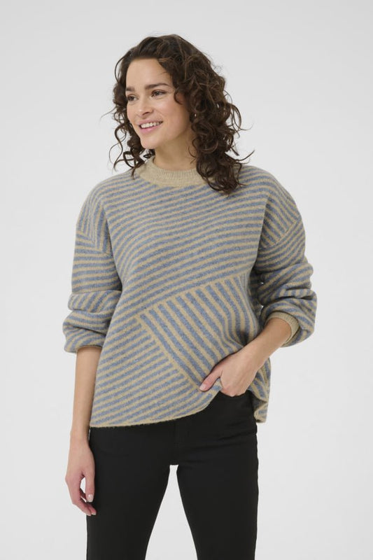 picture of Kaffe KAverena Knit Pullover - Feather Grey/Windward - Number Two - womens - fashion - clothing - Kaffe 1