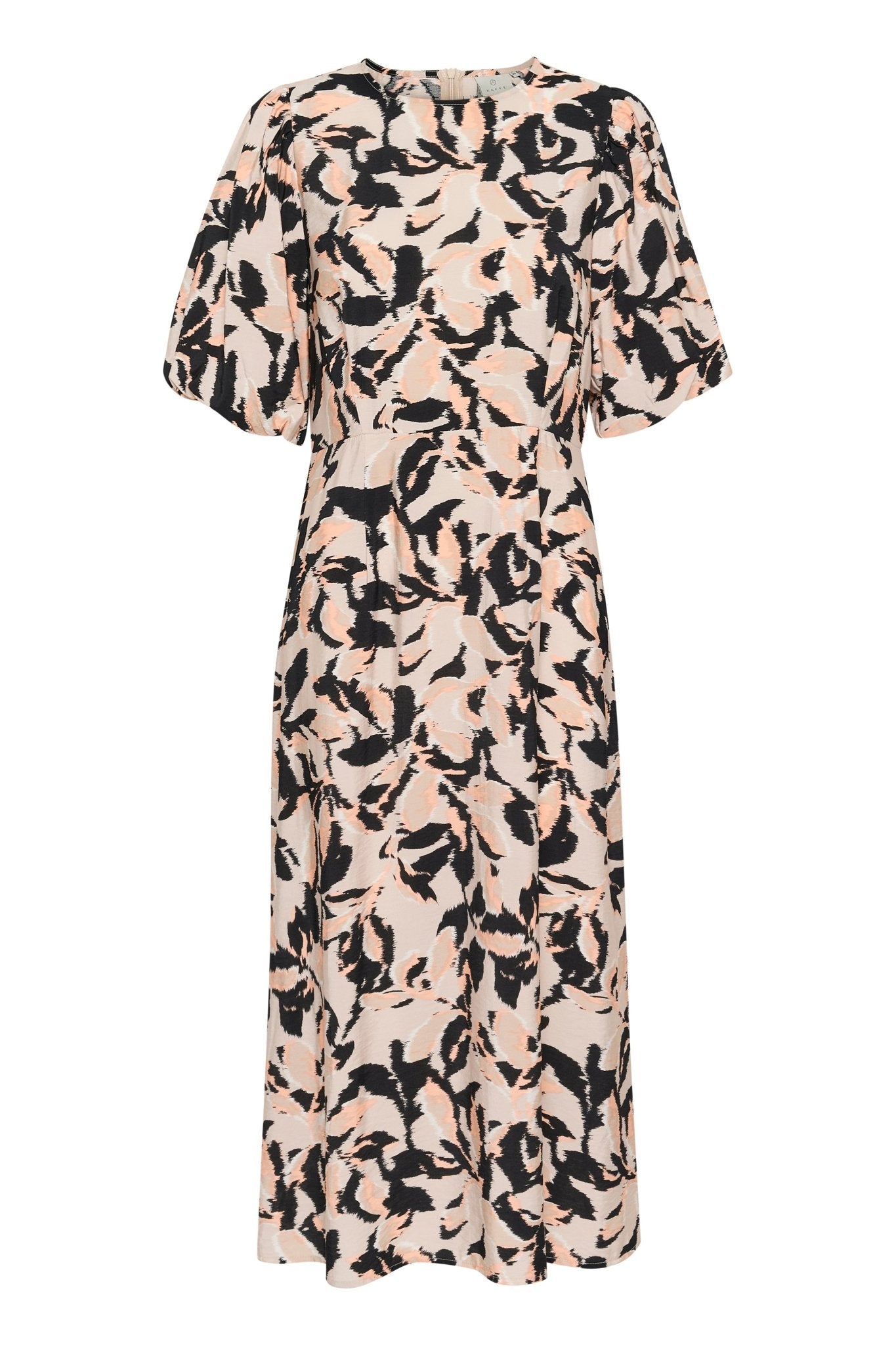 Kaffe Paco Dress Beige/Black/Peach Blurry Leaf