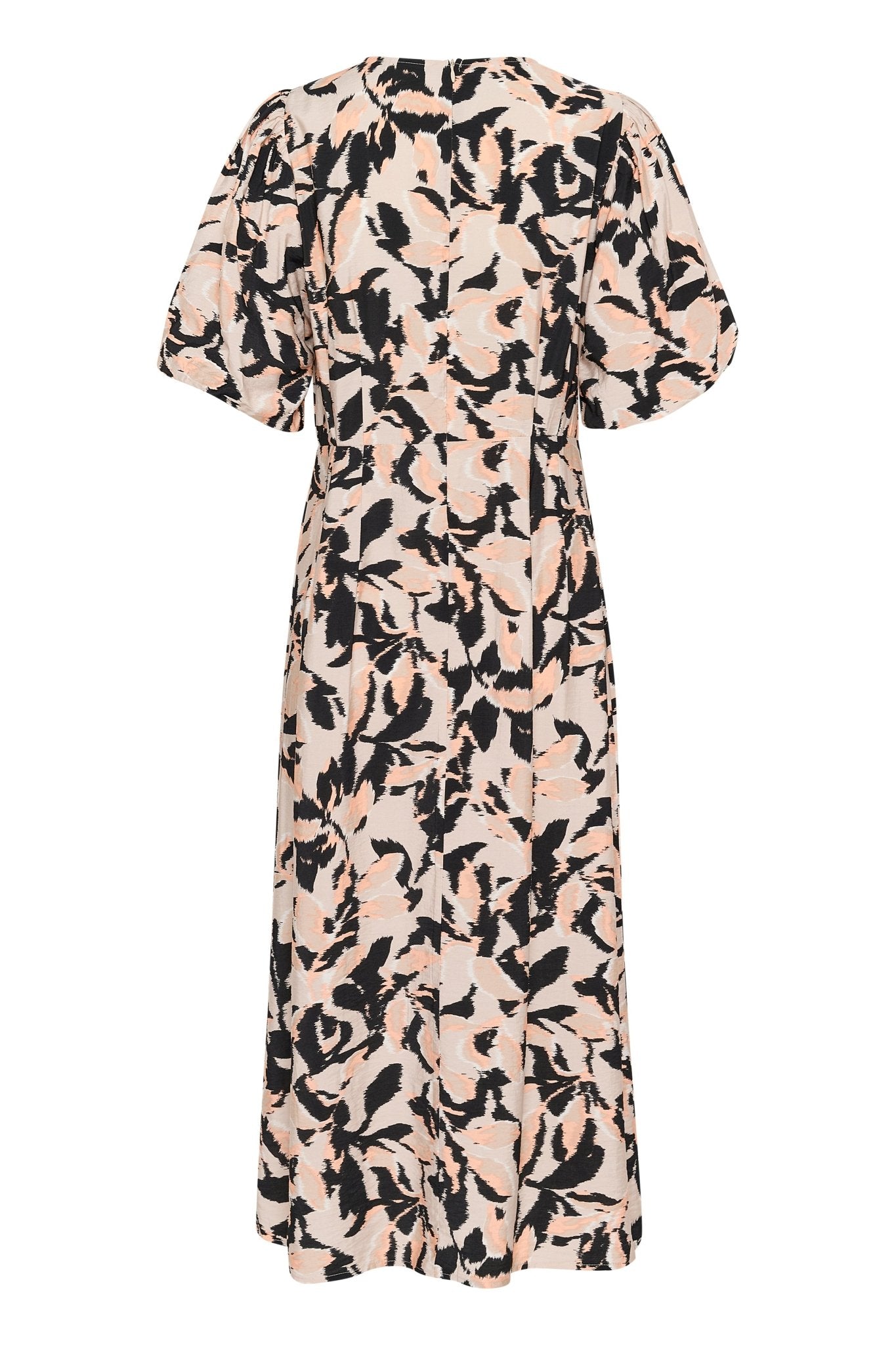 Kaffe Paco Dress Beige/Black/Peach Blurry Leaf