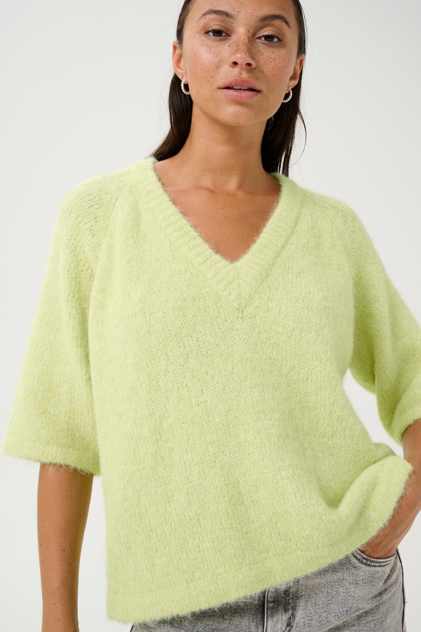 Kaffe Emilie V-neck Pullover Lettuce