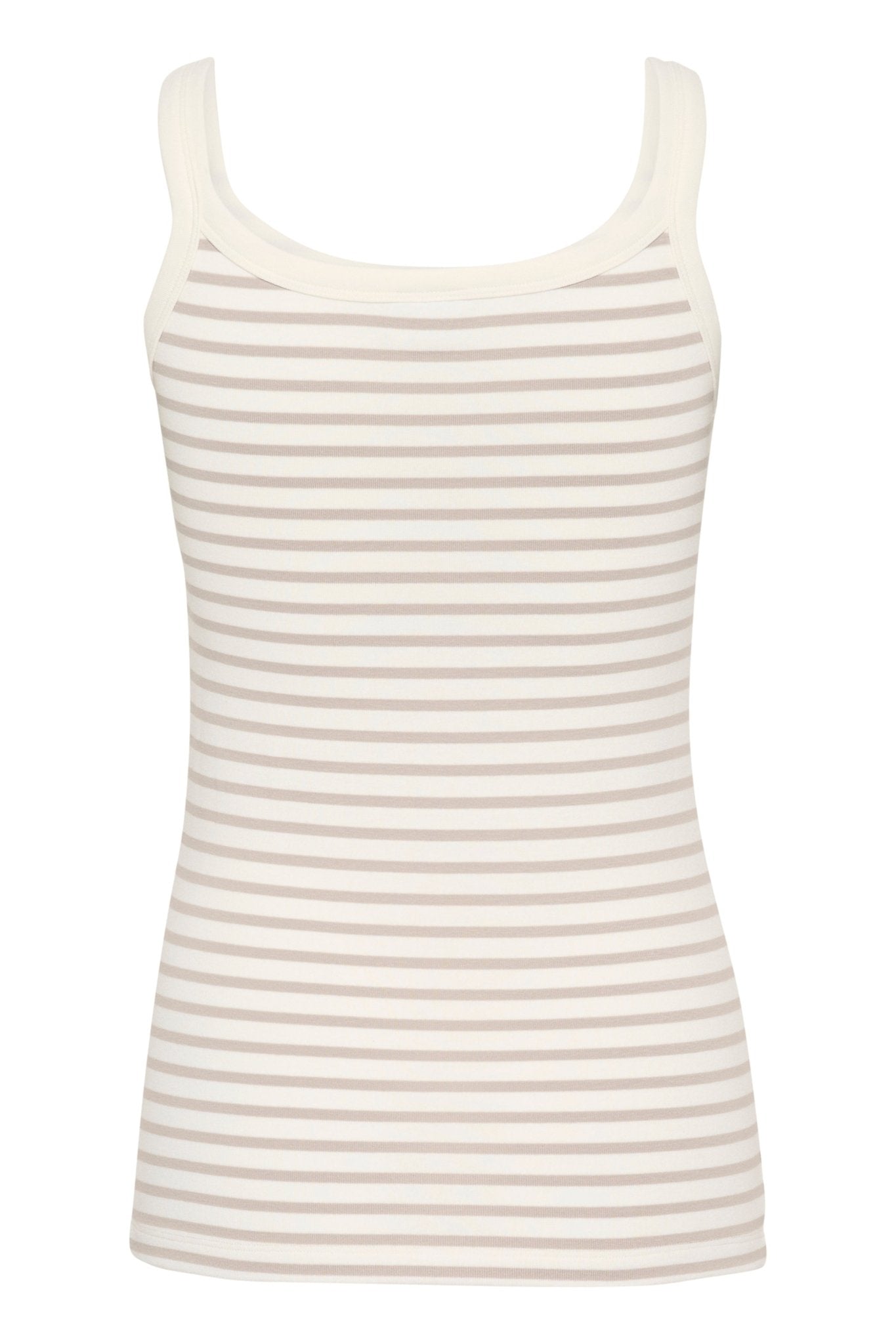 Kaffe Liddy Tank Top Chalk Feather Gray Stripe