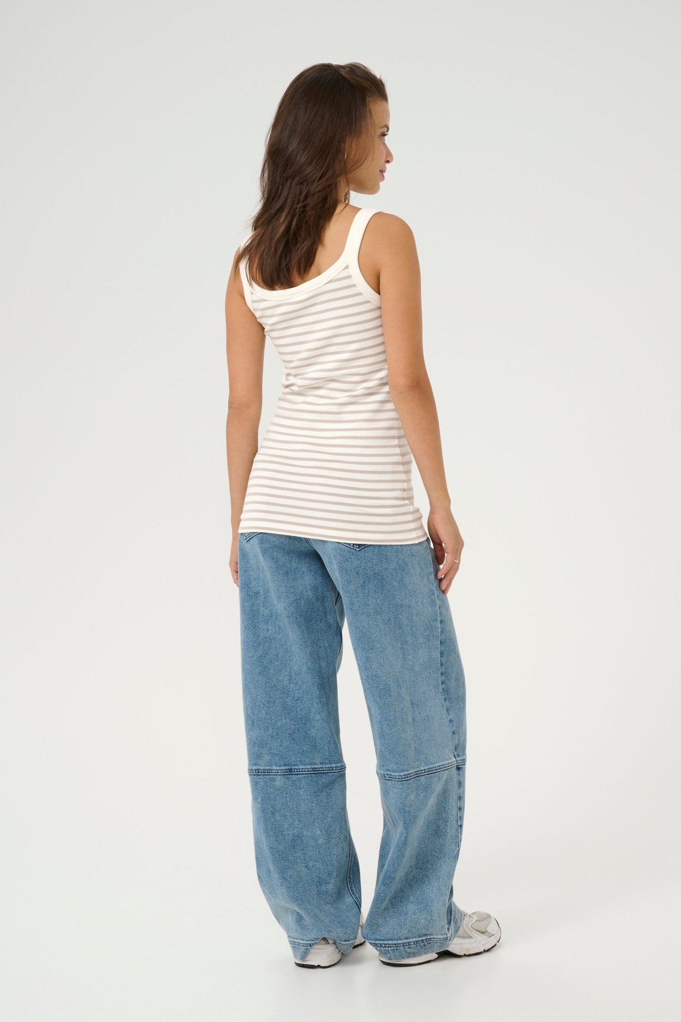 Kaffe Liddy Tank Top Chalk Feather Gray Stripe