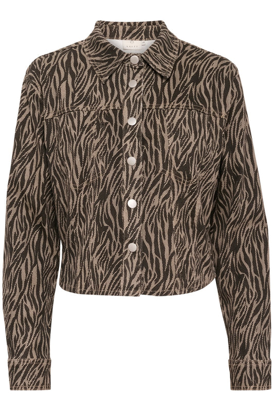 Kaffe Leondra Denim Shirt/Jacket Feather Gray/Black Animal - Number TwoclothingKaffe womens fashion