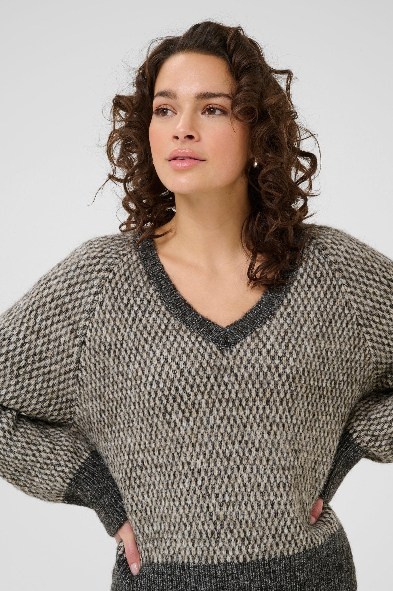 picture of Kaffe KAMelinda Pullover - Dark Grey/Feather Gray Melange - Number Two - womens - fashion - clothing - Kaffe 2