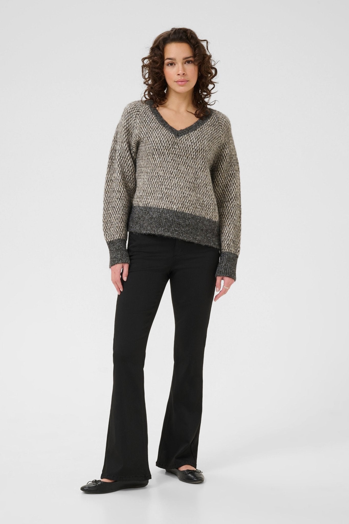 picture of Kaffe KAMelinda Pullover - Dark Grey/Feather Gray Melange - Number Two - womens - fashion - clothing - Kaffe 3