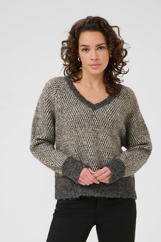 picture of Kaffe KAMelinda Pullover - Dark Grey/Feather Gray Melange - Number Two - womens - fashion - clothing - Kaffe 1