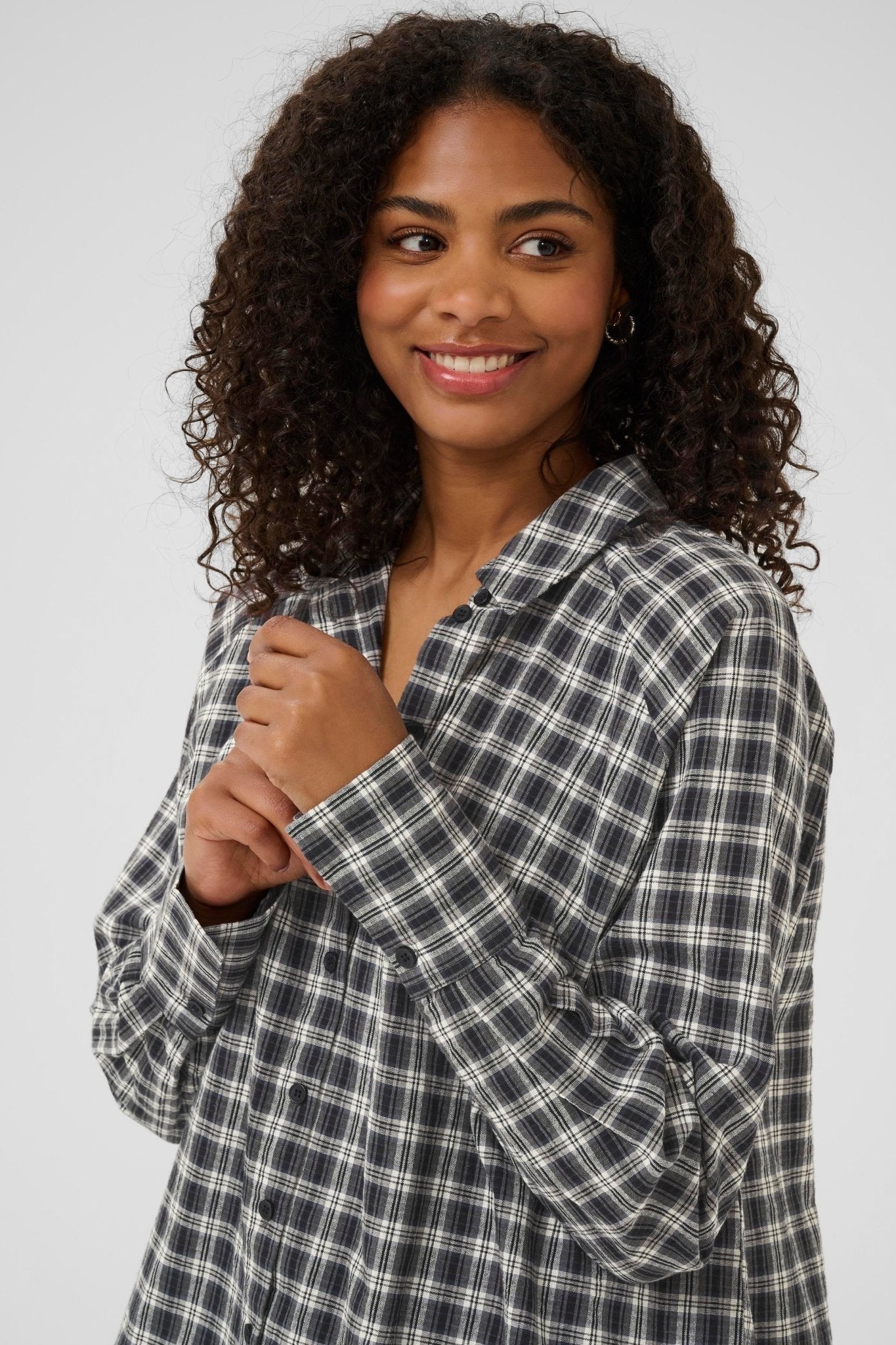 picture of Kaffe KAElna Shirt - Black/Grey Check - Number Two - womens - fashion - clothing - Kaffe 4
