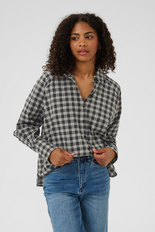 picture of Kaffe KAElna Shirt - Black/Grey Check - Number Two - womens - fashion - clothing - Kaffe 1