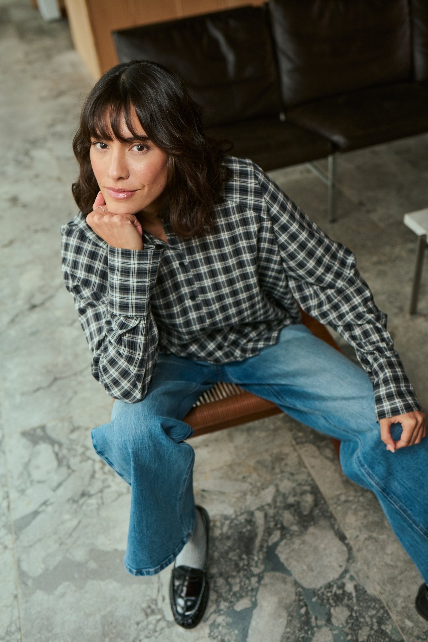 picture of Kaffe KAElna Shirt - Black/Grey Check - Number Two - womens - fashion - clothing - Kaffe 8