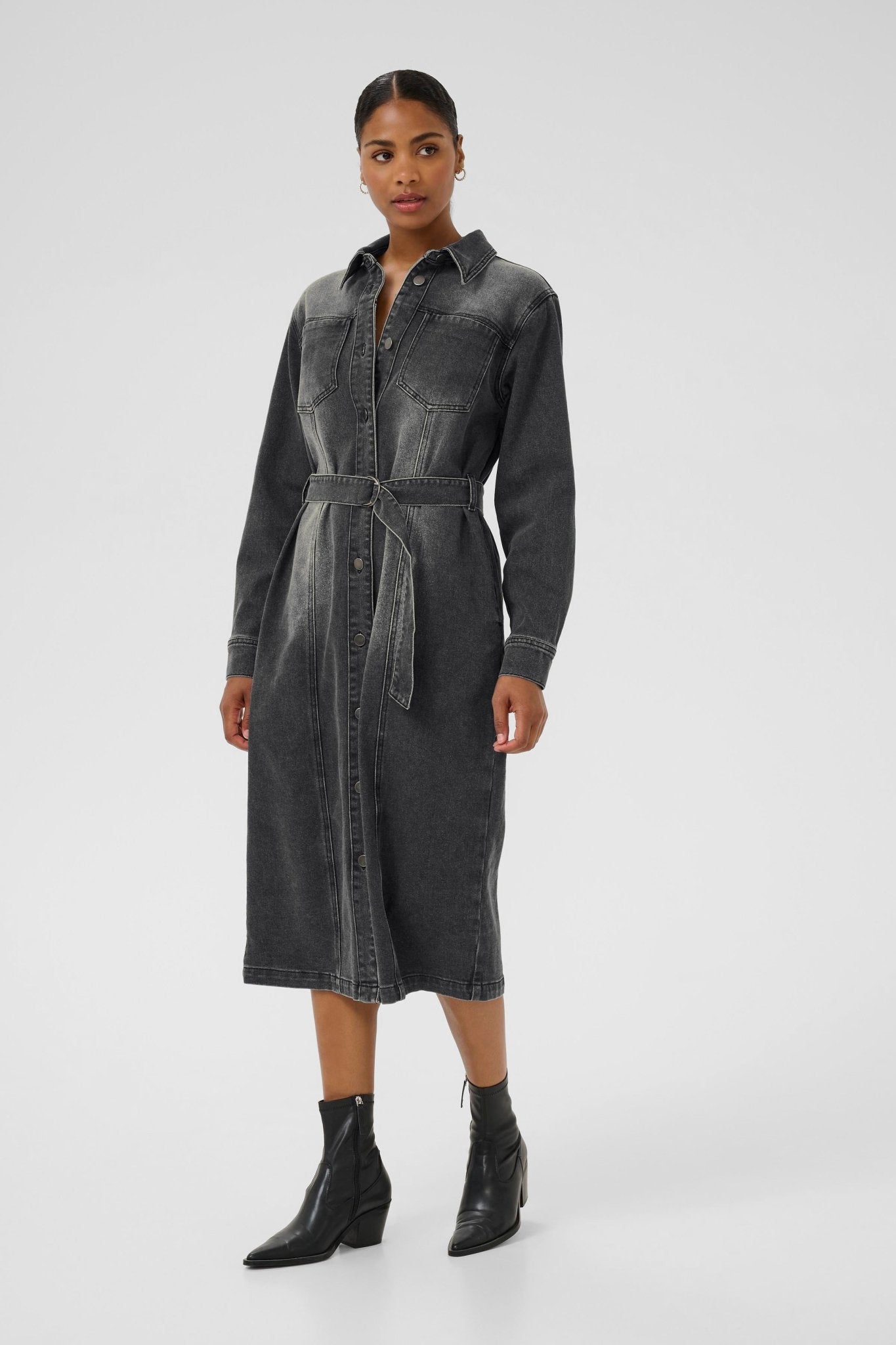 picture of Kaffe KAAbby Denim Dress - Medium Grey - Number Two - womens - fashion - clothing - Kaffe 1