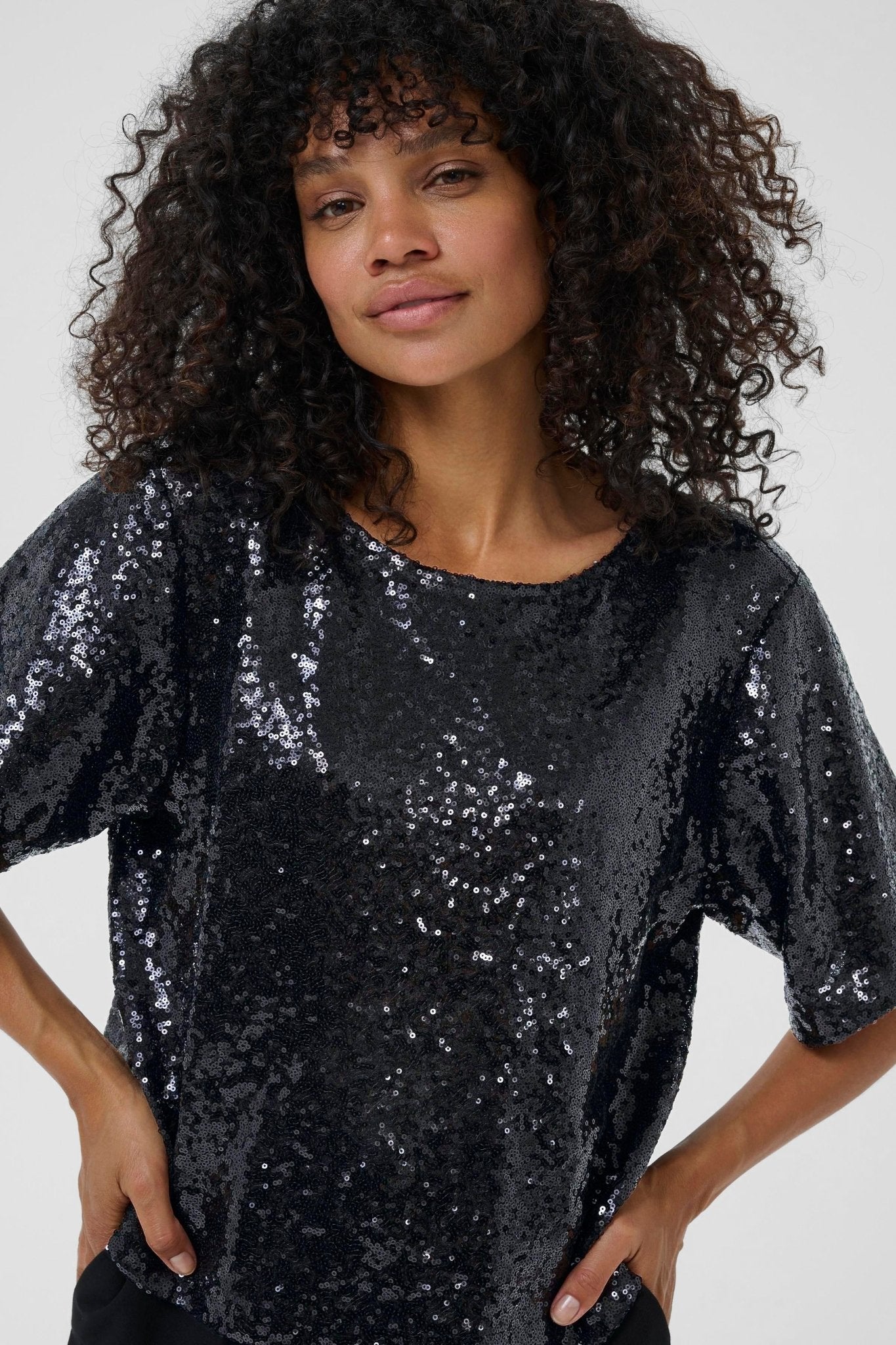 picture of Kaffe KAmiranda Sequin Blouse - Deep Black - Number Two - womens - fashion - clothing - Kaffe 4