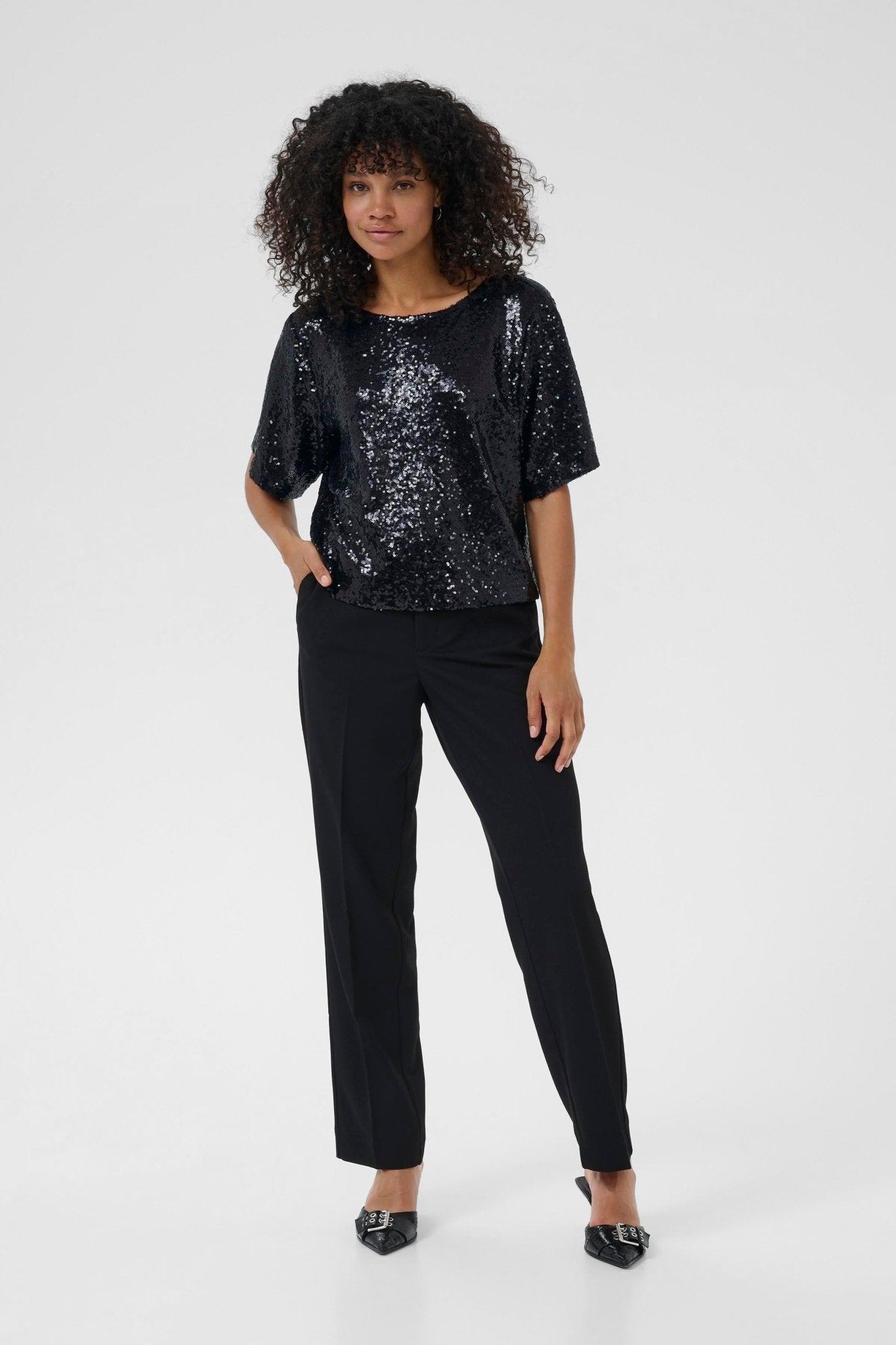 picture of Kaffe KAmiranda Sequin Blouse - Deep Black - Number Two - womens - fashion - clothing - Kaffe 5