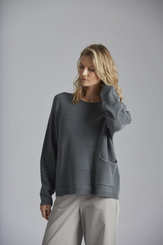 picture of Yellow Label Jacquard Rectangles 2591 - 23 Jumper - Grey Melange - Number Two - womens - clothing - Yellow Label 1