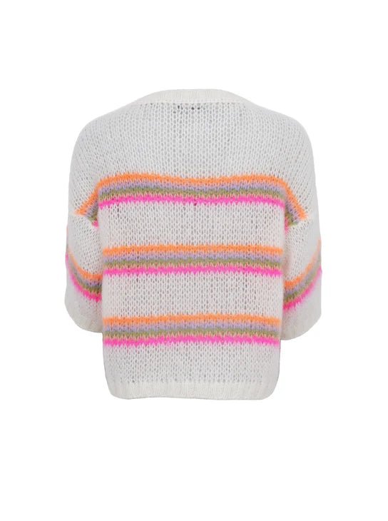 picture of Black Colour MINNA Multi Striped Jumper - White Neon - Number Two - womens - fashion - ethical - clothing - Black