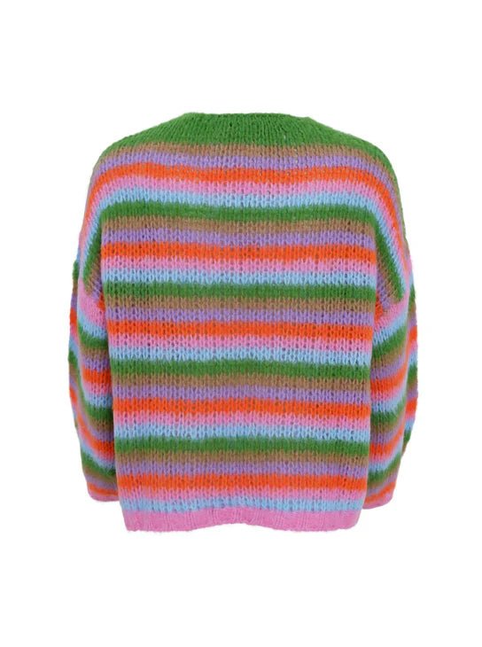 picture of Black Colour MADDY Multi Striped Cardigan - Green Mix - Number Two - womens - fashion - ethical - clothing - Black