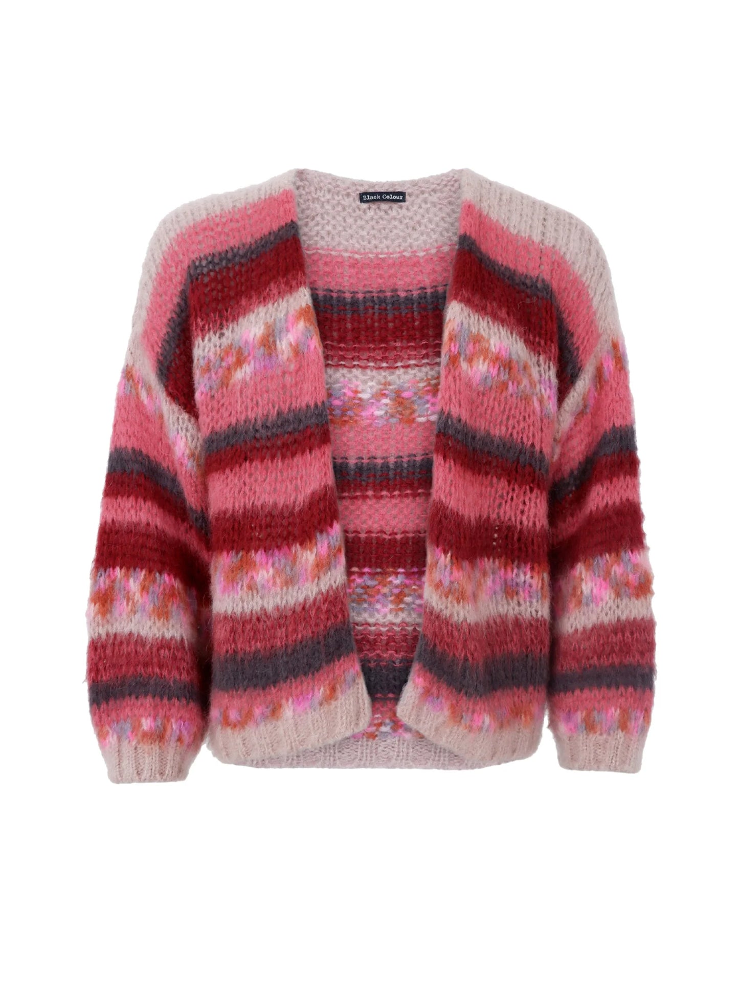 picture of Black Colour FONTANA Multi Striped Cardigan - Berry - Number Two - womens - fashion - clothing - Black Colour 2