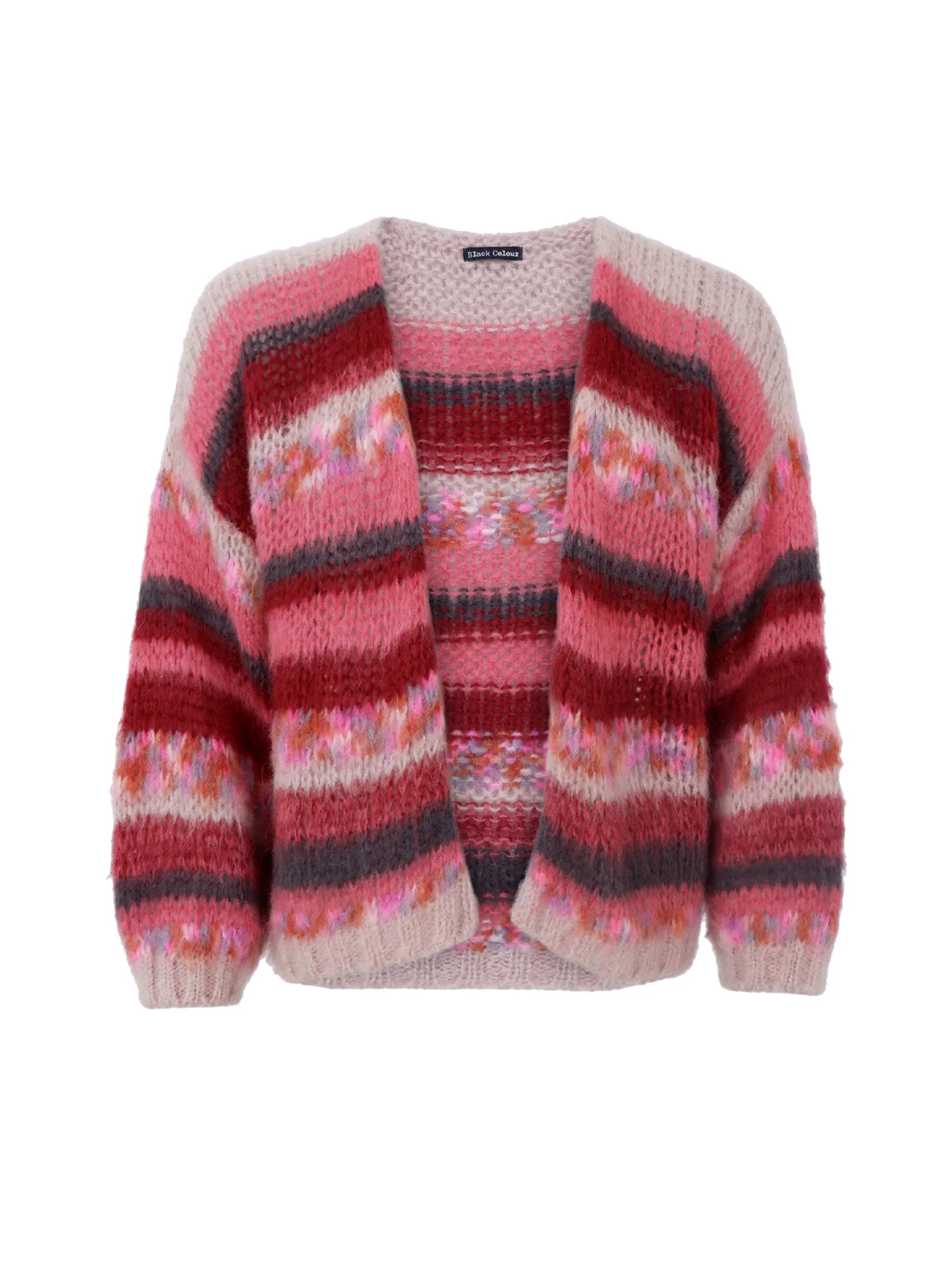 picture of Black Colour FONTANA Multi Striped Cardigan - Berry - Number Two - womens - fashion - clothing - Black Colour 2