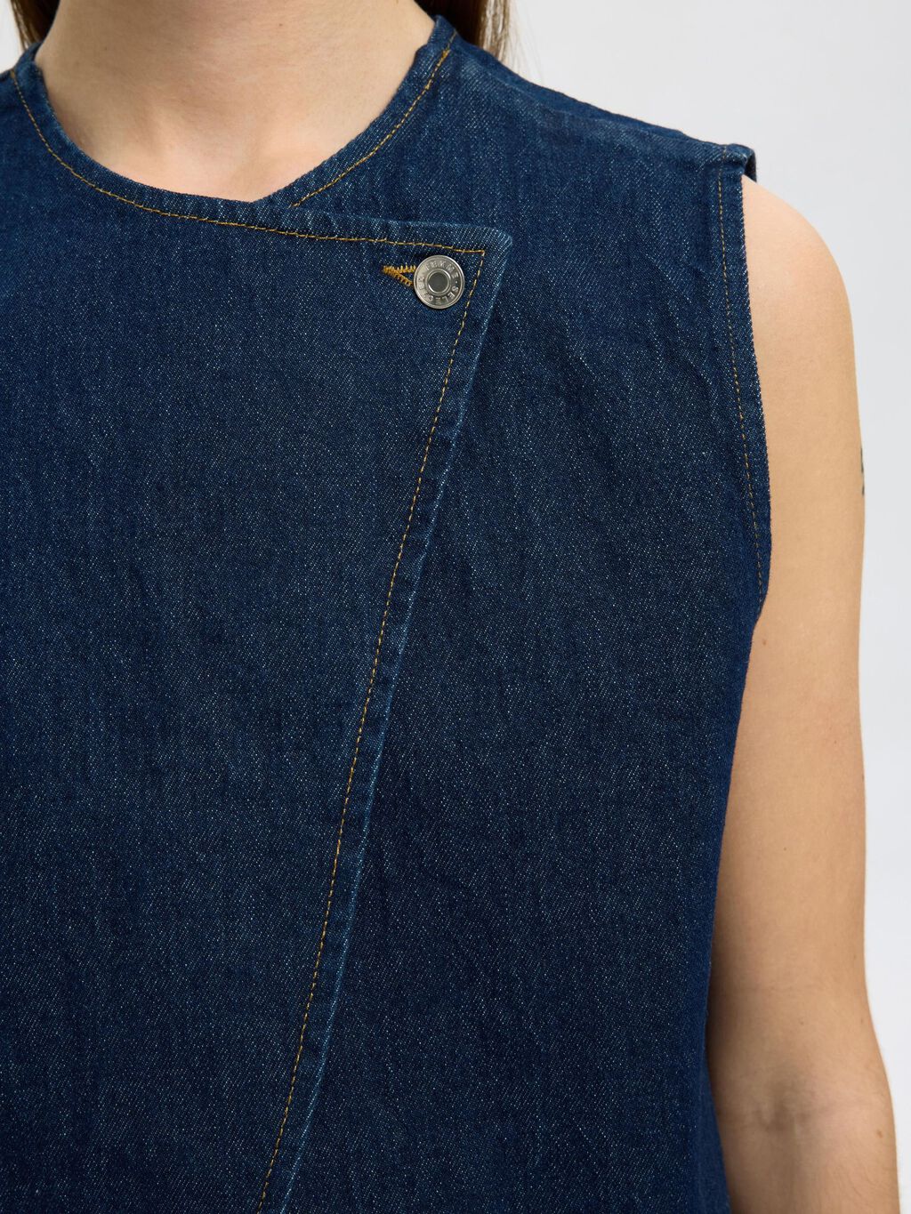 Selected Femme Vida-Cori Denim Vest - Dark Blue Denim