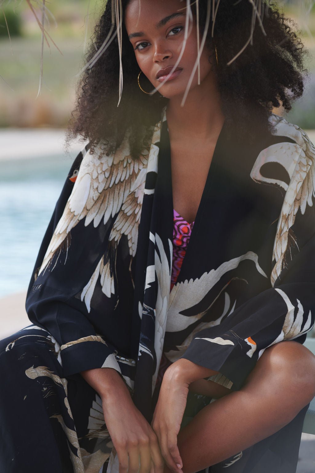 picture of One Hundred Stars GRANDE Kimono Stork Black - Number Two - womens - fashion - ethical - clothing - One Hundred