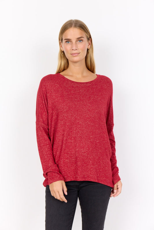 picture of SoyaConcept BIARA 1 Long Sleeve T Blouse - Dark Red Melange - Number Two - womens - fashion - ethical - clothing