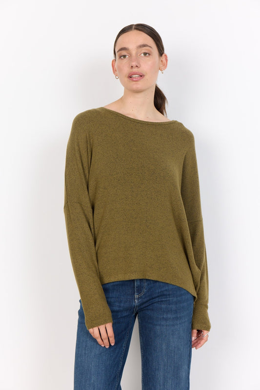 picture of SoyaConcept BIARA 1 Long Sleeve T Blouse - Olive Melange - Number Two - womens - fashion - ethical - clothing -
