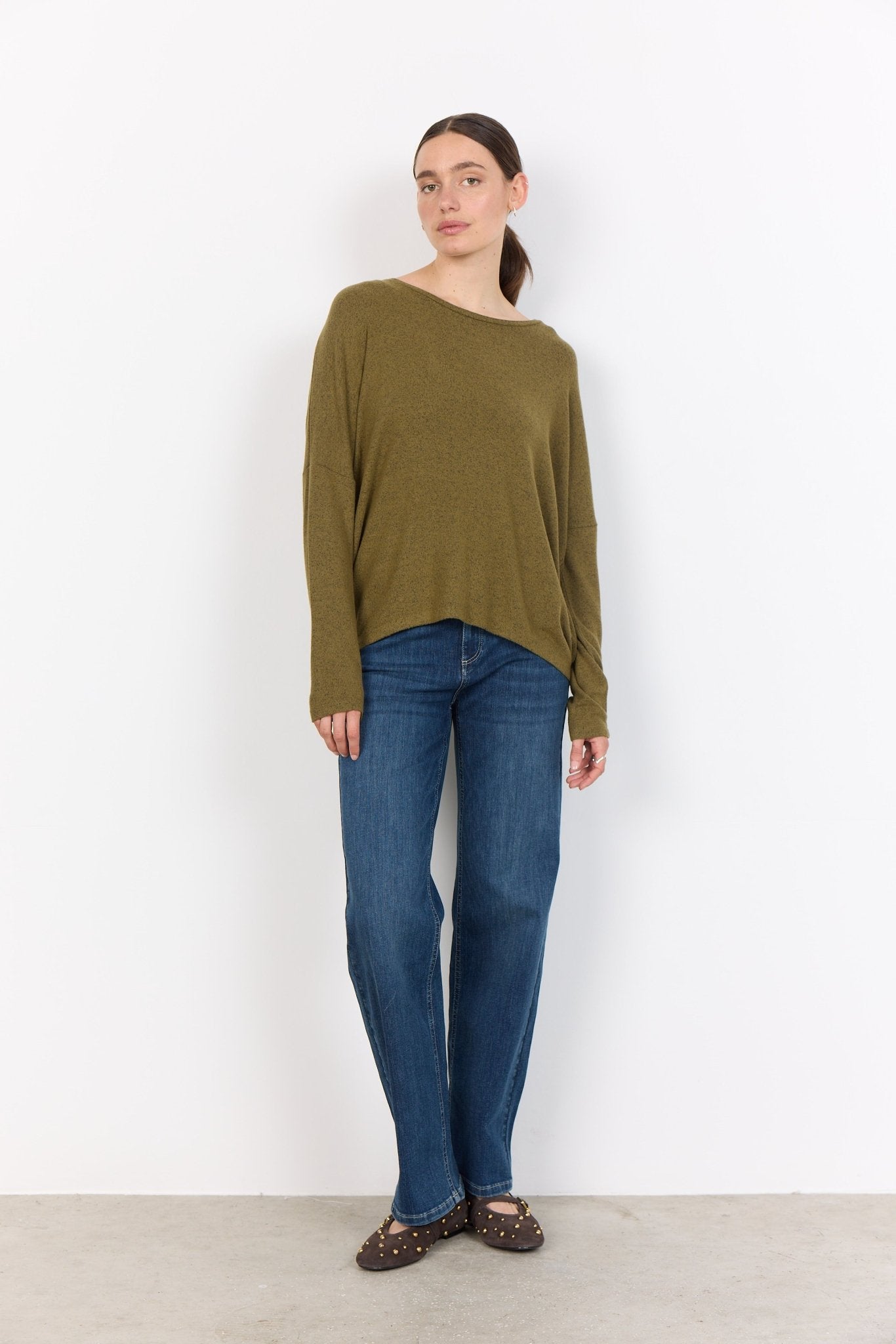 picture of SoyaConcept BIARA 1 Long Sleeve T Blouse - Olive Melange - Number Two - womens - fashion - ethical - clothing -