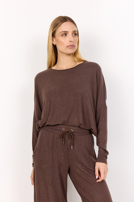 picture of SoyaConcept BIARA 1 Long Sleeve Top - Hot Fudge Melange - Number Two - womens - fashion - ethical - clothing -Soya