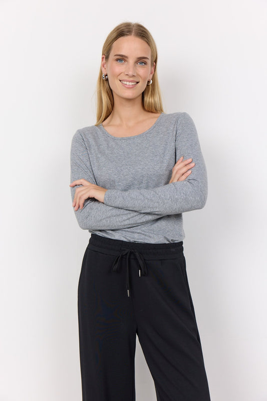 picture of SoyaConcept PYLLE 2 T-shirt - Medium Grey Melange - Number Two - womens - fashion - ethical - clothing - Soya