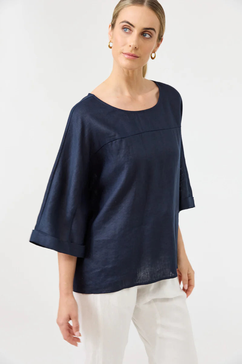 Eb & Ive Studio Relaxed Top - Navy