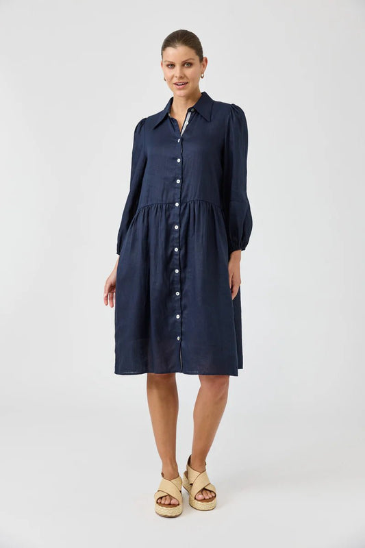 picture of Eb & Ive Studio Midi Shirt Dress - Navy - Number Two - womens - fashion - clothing - Eb & Ive 1