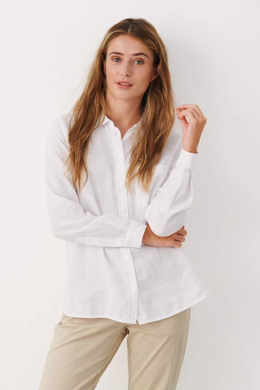 picture of Part Two KivasPW Linen Shirt Bright White - Number Two - womens - fashion - clothing - Part Two 1