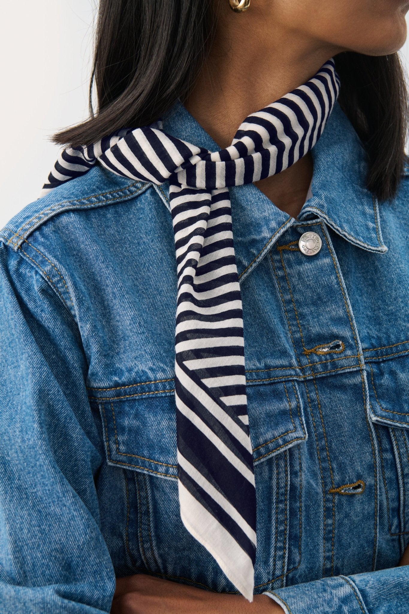 Part Two Phi Scarf Navy Stripe