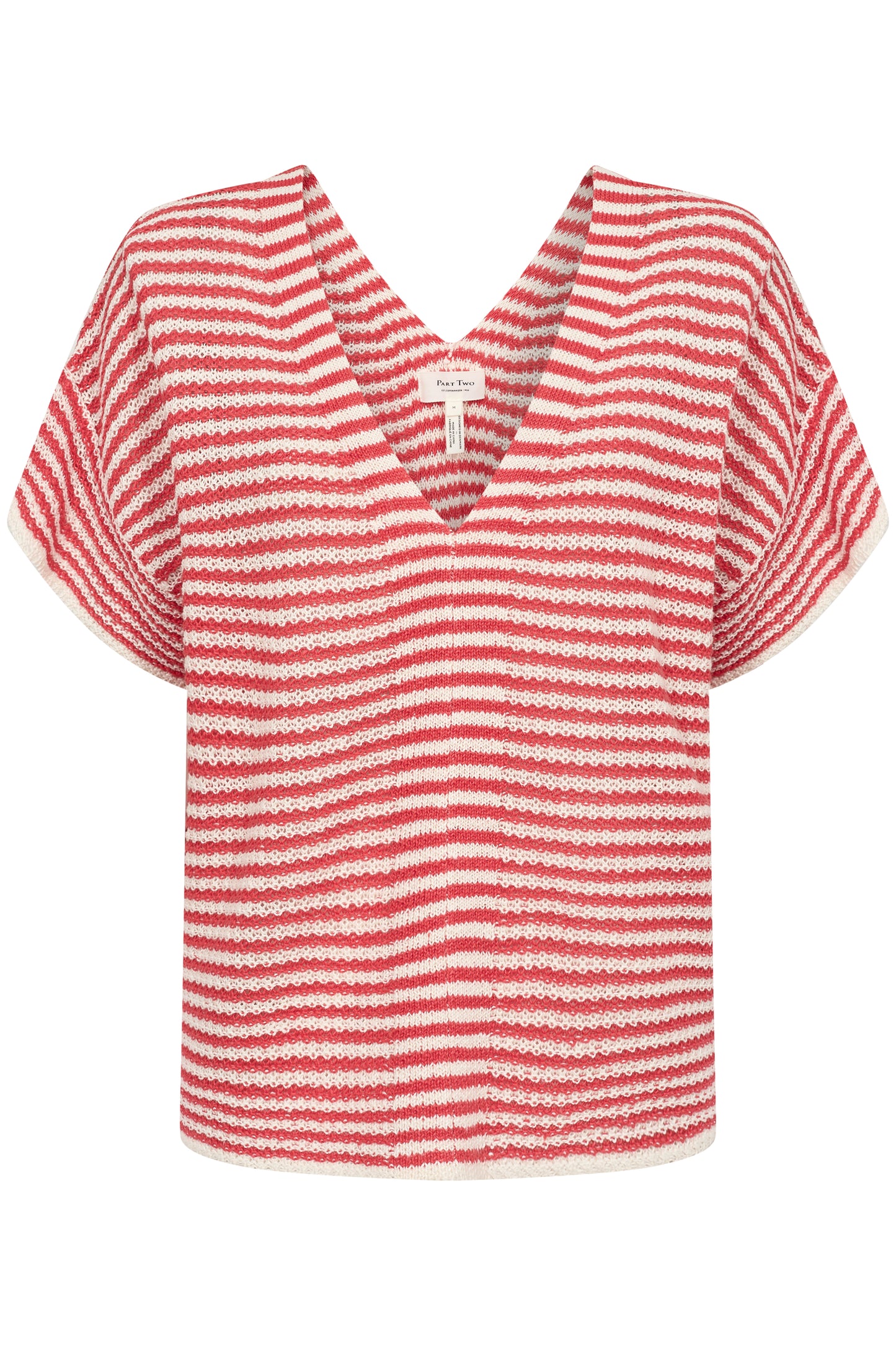 Part Two NailahPW Linen Pullover Bittersweet Red Stripe