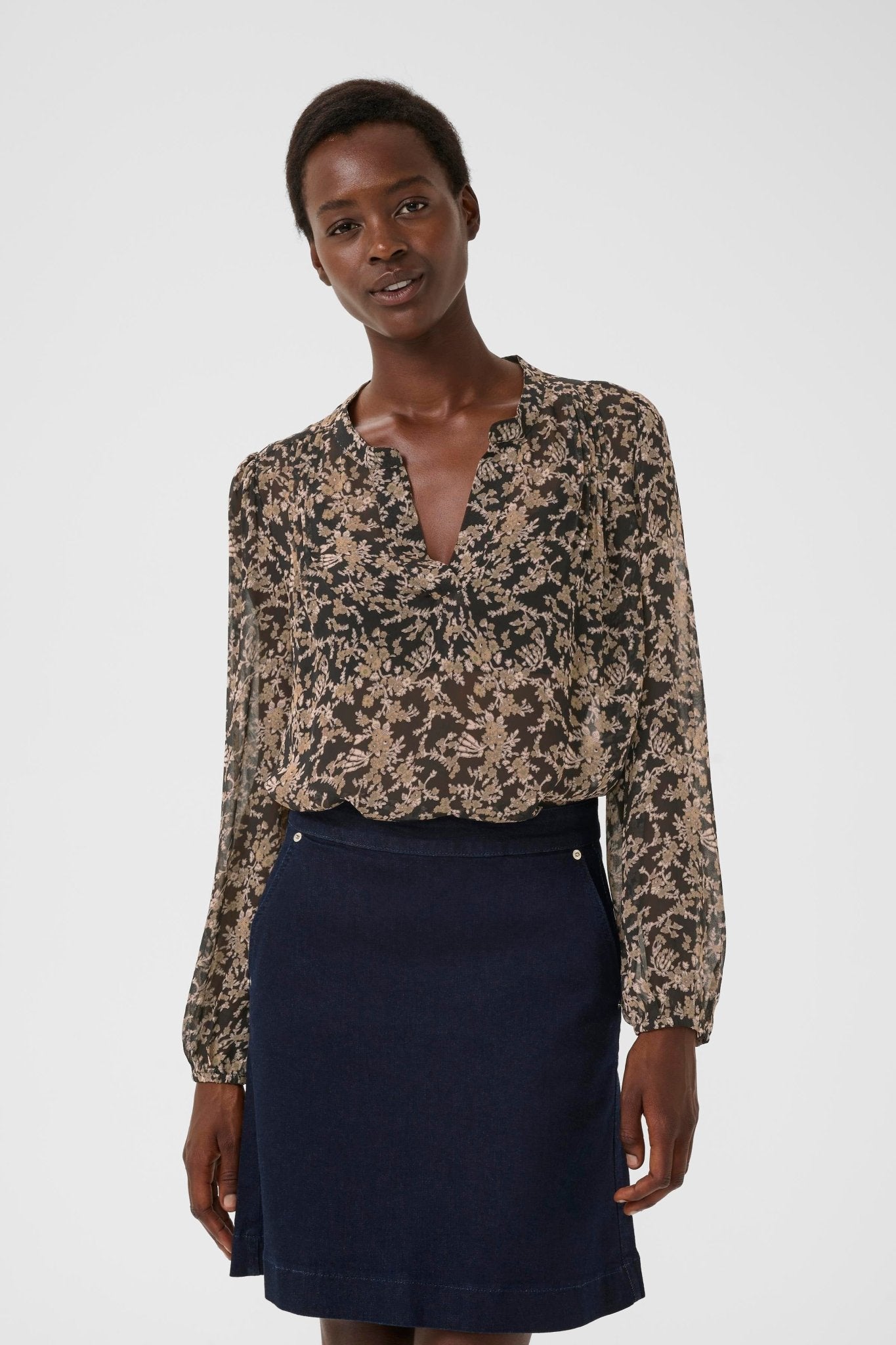 picture of Part Two Sandi Blouse - Black Flower Bouquet Print - Number Two - womens - fashion - clothing - Part Two 2