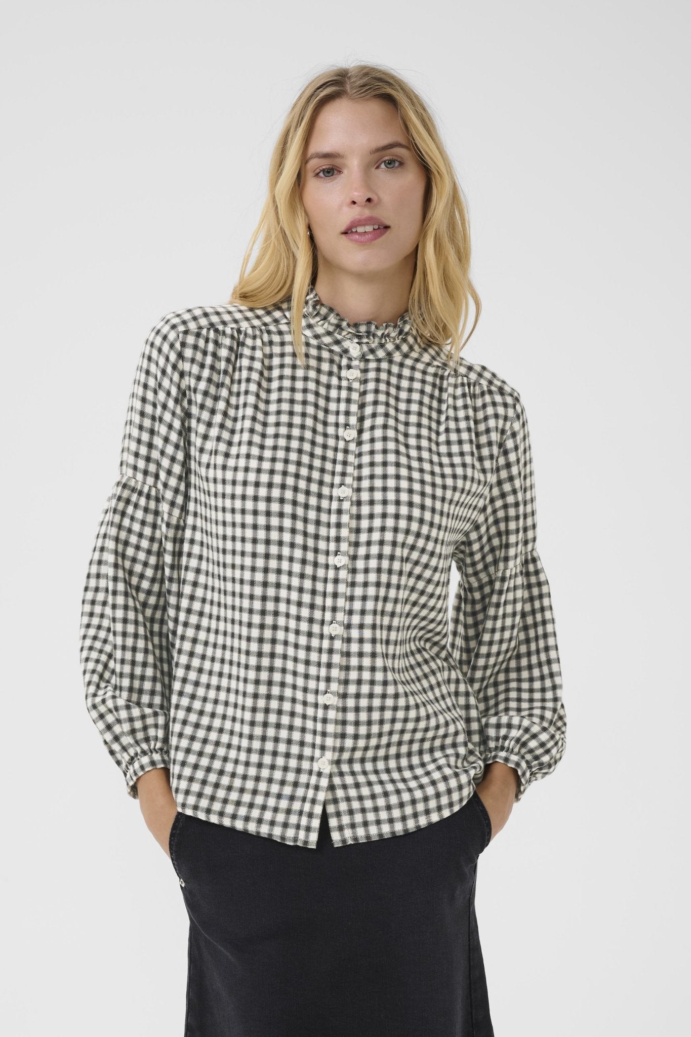 picture of Part Two Samilla Shirt - Dark Navy Mini Check - Number Two - womens - fashion - clothing - Part Two 2