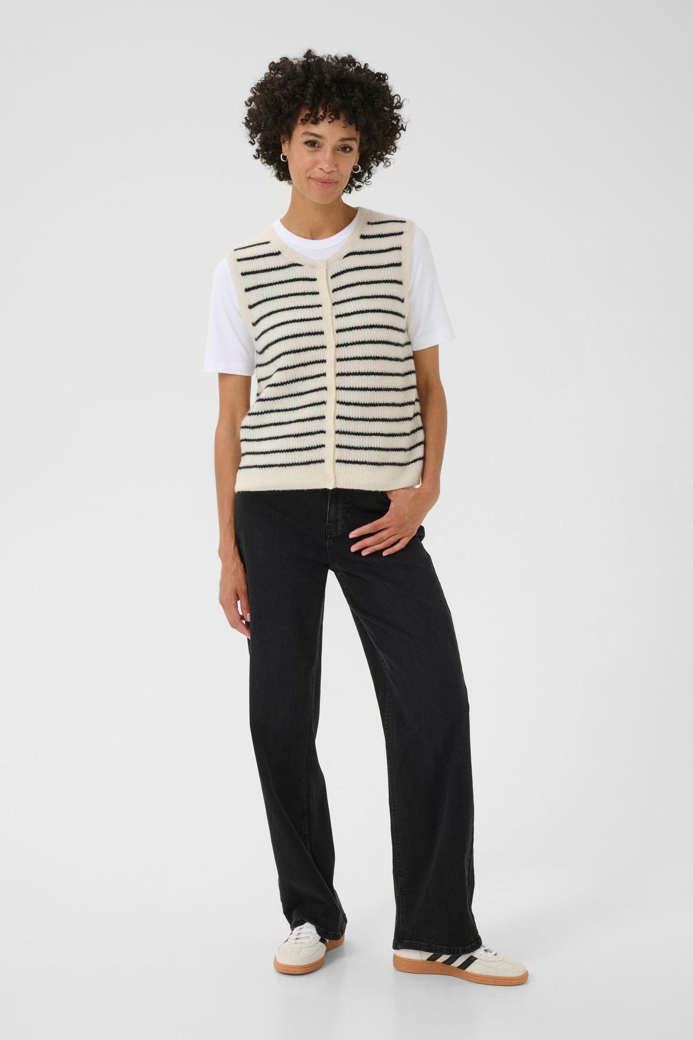 picture of Part Two Pimira Waistcoat - Eggnog/Navy Stripe - Number Two - womens - fashion - clothing - Part Two 4