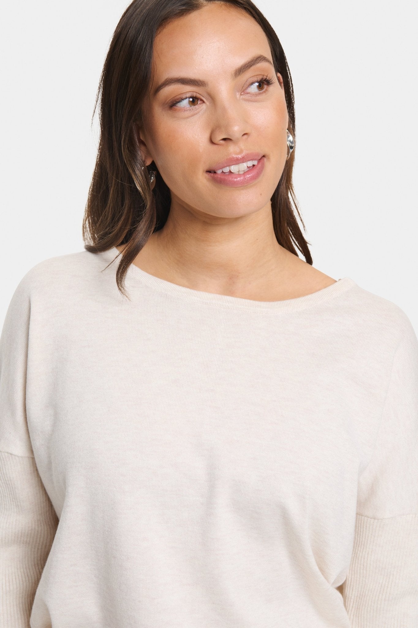 picture of Saint Tropez Mila R - Neck Pullover Fog Melange - Number Two - womens - fashion - ethical - clothing - Saint Trope