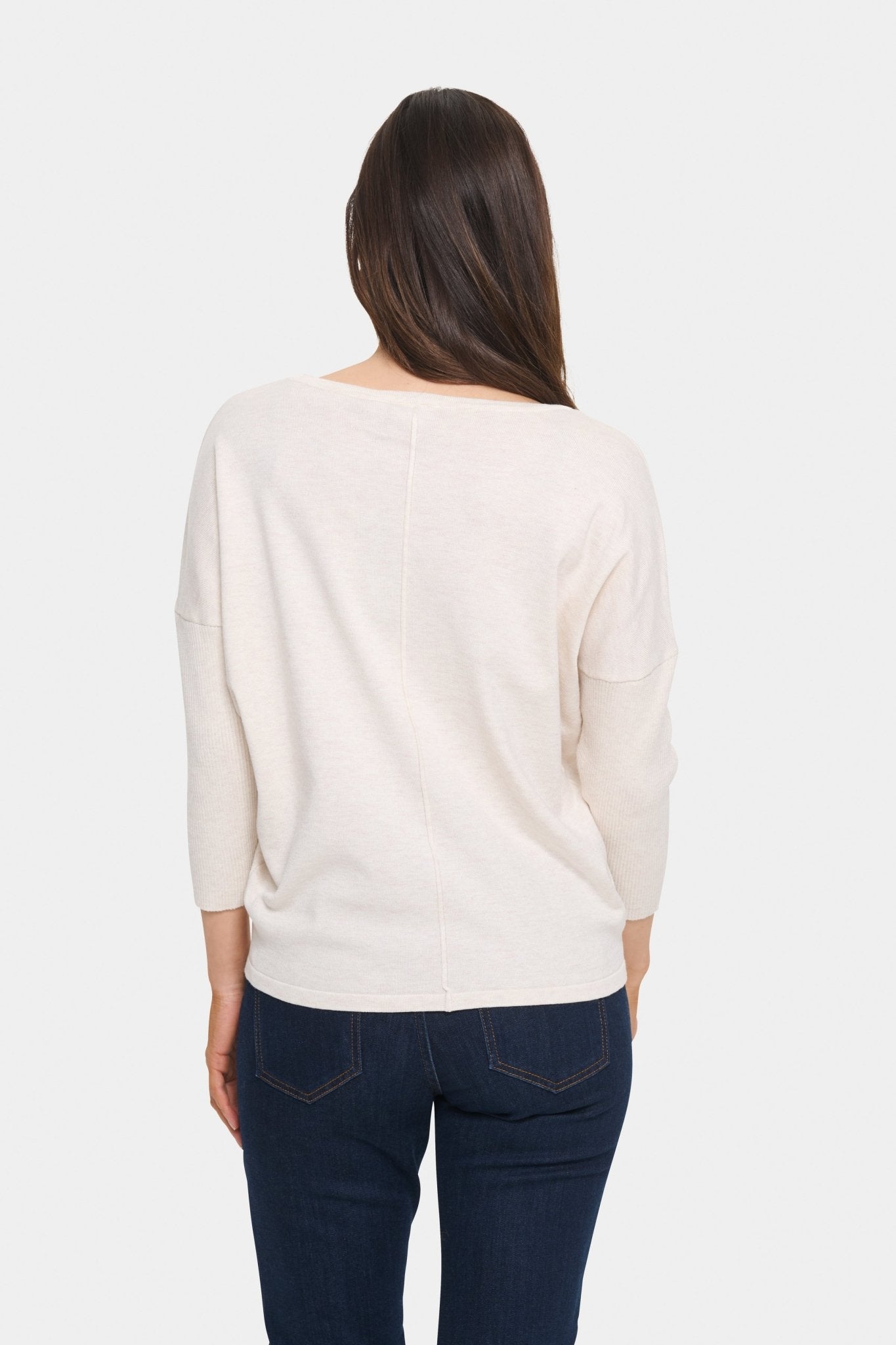 picture of Saint Tropez Mila R - Neck Pullover Fog Melange - Number Two - womens - fashion - ethical - clothing - Saint Trope