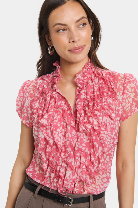 picture of Saint Tropez Lilja Crinkle SS Shirt - Fruit Dove Blooming - Number Two - womens - fashion - ethical - clothing -