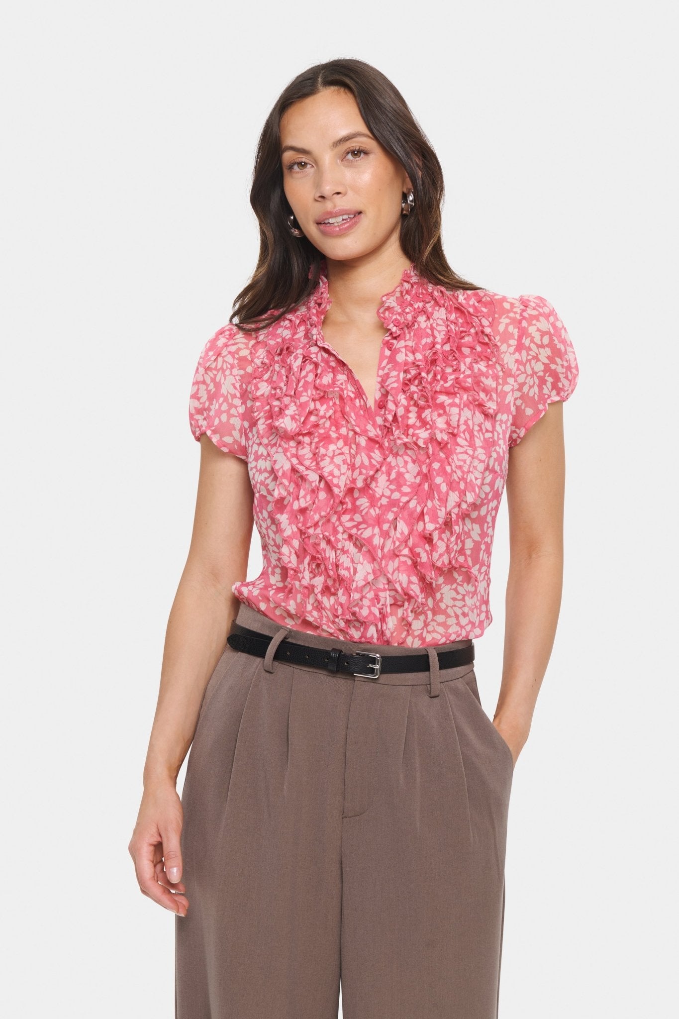 picture of Saint Tropez Lilja Crinkle SS Shirt - Fruit Dove Blooming - Number Two - womens - fashion - ethical - clothing -