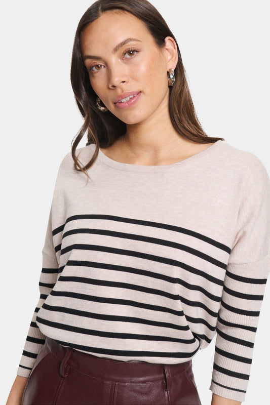 picture of Saint Tropez Mila R - Neck Pullover Gray Morning Stripe - Number Two - womens - fashion - ethical - clothing